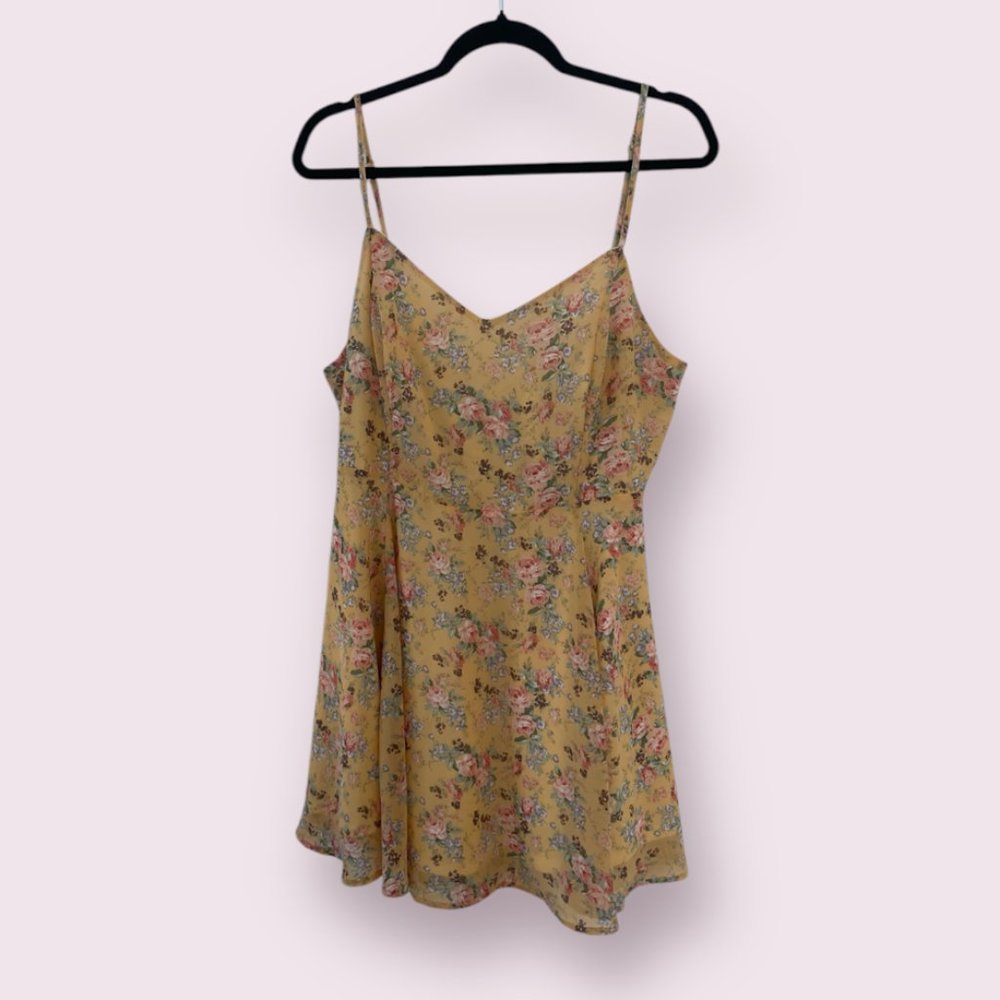 ⭐️ Floral Picnic Summer Tie Bow Adjustable Skater Babydoll Boho Mini Hip Dress